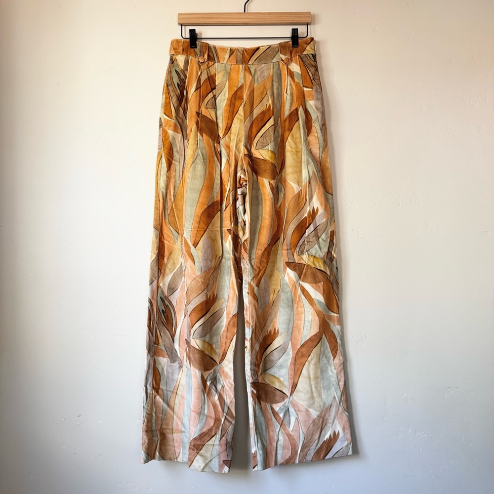 Sezane Lulu Pleated Trousers in Leaves